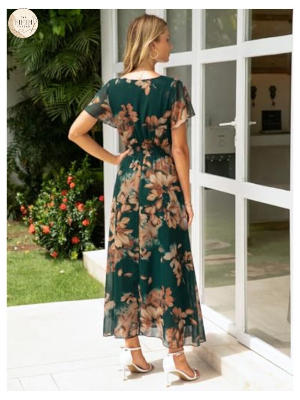 Simplee Womens Floral Maxi Dress Short Sleeve Summer Boho Wedding Guest Empire - Picture 4 of 6